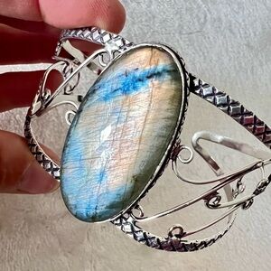 Silver and Blue Stone Bracelet